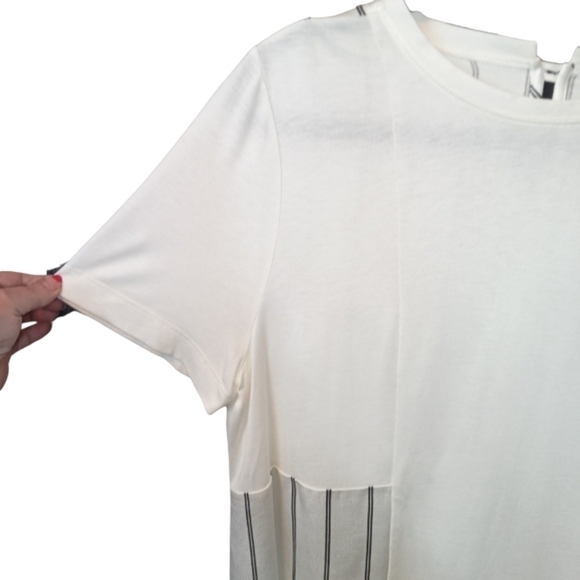 St John Viscose Jersey Mixed Media Short Sleeve Blouse Top White Size Medium - Picture 3 of 10